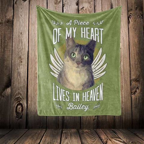 Image of ▶ Pet Memorial Blanket "A Piece Of My Heart Lives In Heaven"