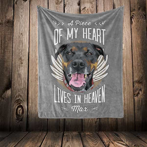 ▶ Pet Memorial Blanket "A Piece Of My Heart Lives In Heaven"