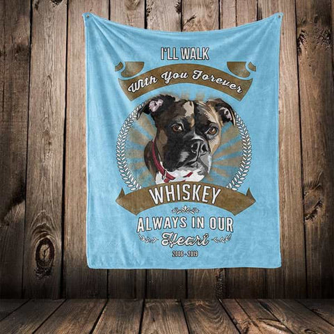 Image of ▶ Pet Memorial Blanket "I'll Walk With You Forever"