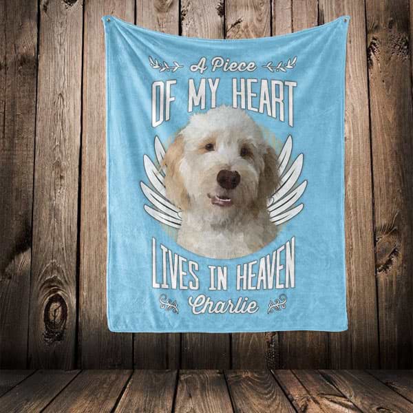▶ Pet Memorial Blanket "A Piece Of My Heart Lives In Heaven"