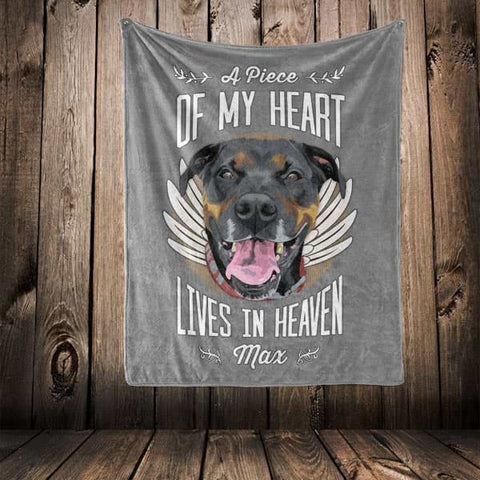 Image of ▶ Pet Memorial Blanket "A Piece Of My Heart Lives In Heaven"