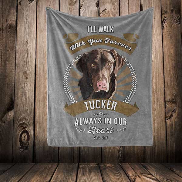 ▶ Pet Memorial Blanket "I'll Walk With You Forever"